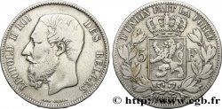BELGIQUE 5 Francs Léopold II / écu couronné variété “F” avec point 1867 