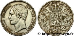 BELGIQUE 5 Francs Léopold Ier tête nue 1858