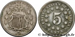 UNITED STATES OF AMERICA 5 Cents bouclier variété sans rayons entre les étoiles 1868 Philadelphie