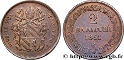 VATICAN ET ÉTATS PONTIFICAUX 2 Baiocchi frappe au nom de Pie IX an V 1851 Rome