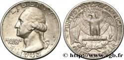 ÉTATS-UNIS D AMÉRIQUE 1/4 Dollar Georges Washington “Double Die” 1943 Philadelphie