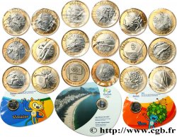 BRÉSIL Ensemble de 17 pièces de 1 Real Jeux Rio 2016 2014-2015 Banque centrale du Brésil