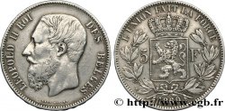 BELGIEN 5 Francs Léopold II 1869