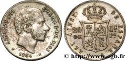 PHILIPPINES 20 Centimos de Peso Alphonse XII 1884 
