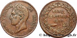 MONACO 5 Centimes Honoré V petite tête en cuivre rouge 1837 Monaco