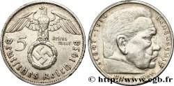 ALLEMAGNE 5 Reichsmark Maréchal Paul von Hindenburg 1938 Karlsruhe