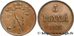 FINLANDE 5 Pennia monogramme Tsar Nicolas II 1913 