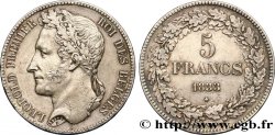 BELGIQUE 5 Francs Léopold Ier tête laurée 1833 Bruxelles