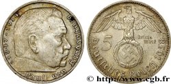 ALLEMAGNE 5 Reichsmark Aigle / Maréchal Paul von Hindenburg 1938 Hambourg