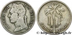 BELGIAN CONGO 1 Franc Albert légende française 1927 