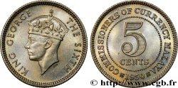 MALAISIE 5 Cents Georges VI 1950 