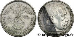 GERMANY 2 Reichsmark aigle surmontant une swastika / Maréchal Paul von Hindenburg 1938 Munich