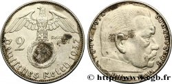 GERMANY 2 Reichsmark aigle surmontant une swastika / Maréchal Paul von Hindenburg 1937 Hambourg 
