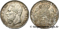BÉLGICA 5 Francs Léopold II 1873