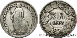 SUIZA 1/2 Franc Helvetia 1908 Berne
