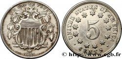 STATI UNITI D AMERICA 5 Cents bouclier variété sans rayons entre les étoiles 1867 Philadelphie