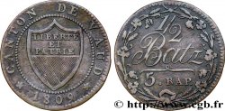 SUISSE - CANTON DE VAUD 1/2 Batzen 1809