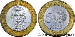 DOMINICAN REPUBLIC 5 Pesos 50e anniversaire de la banque centrale 1997 