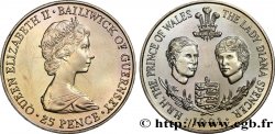 GUERNESEY 25 Pence Mariage Prince Charles et Lady Diana Spencer 1981  SPL