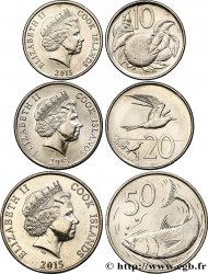 ISLAS COOK Lot de 3 monnaies 10, 20 et 50 Cents 2015 