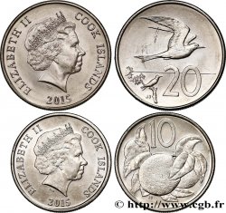 ISOLE COOK Lot de 2 monnaies 10 et 20 Cents 2015