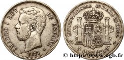 SPAIN 5 Pesetas Amédée Ier 1871 Madrid