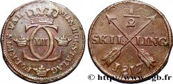 SUÈDE 1/2 Skilling monogramme du roi Charles XIII 1817