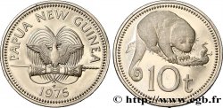 PAPUA NEW GUINEA 10 Toea Proof oiseau de paradis / cuscus 1975 
