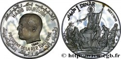TUNISIA 1 Dinar Proof Habib Bourguiba - Neptune 1969