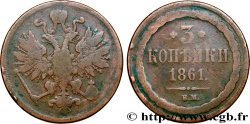 RUSSIE 3 Kopecks aigle bicéphale 1861 Varsovie