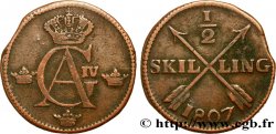 SWEDEN 1/2 Skilling monograme du roi Gustave IV Adolphe 1807