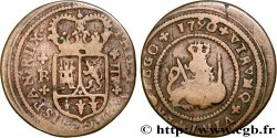 ESPAGNE 4 Maravedis frappe au nom de Philippe V : écu / lion tenant une épée et un globe 1720 Burgos