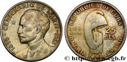 CUBA 25 Centavos centenaire naissance de José Marti 1953