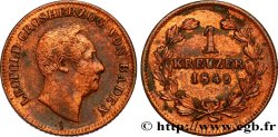 GERMANY - BADEN 1 Kreuzer Grand-Duché de Bade : Léopold, type à la grosse tête 1849 Karlsruhe