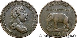 CEYLAN 1 Stiver Georges III / éléphant 1815 
