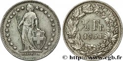 SVIZZERA 1/2 Franc Helvetia 1951 Berne