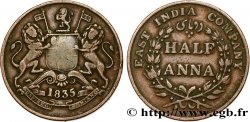 INDIA BRITANNICA 1/2 Anna East India Company 1835 Bombay