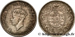 BRITISH INDIA 1/4 Roupie Georges VI couronné 1940 Calcutta