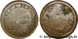 PÉROU 1/4 Peso monnayage provisoire républicain
 1823 Lima
