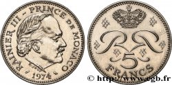 MONACO 5 Francs Rainier III / monogramme couronné 1974 Paris