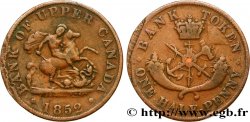 KANADA 1/2 Penny token Province du Haut Canada St Georges terrassant le dragon 1852 Heaton