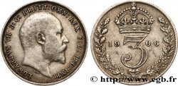 UNITED KINGDOM 3 Pence Edouard VII / couronne 1906 