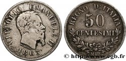ITALIE 50 Centesimi Victor Emmanuel II 1863 Milan