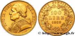 ITALIE - ÉTATS DU PAPE - PIE IX (Jean-Marie Mastai Ferretti) 100 Lire an XXIII 1868 Rome