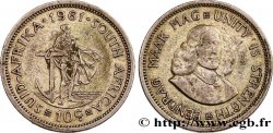 SOUTH AFRICA 10 Cents femme tenant une ancre / Jan Van Riebeeck 1961 Pretoria