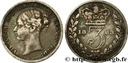 UNITED KINGDOM 3 Pence Victoria buste jeune 1883