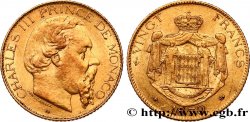 PRINCIPAUTÉ DE MONACO - CHARLES III 20 Francs or 1879 Paris XF