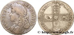 GRANDE-BRETAGNE - JACQUES II Crown, 2e buste 1687 Londres