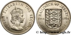 JERSEY 5 Shilling Elisabeth II / armes du Baillage de Jersey 1966