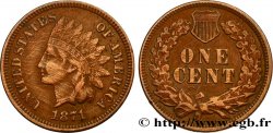 ÉTATS-UNIS D AMÉRIQUE 1 Cent tête d’indien, 3e type 1871 Philadelphie TB